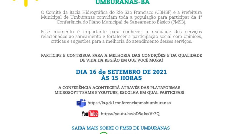 1ª CONFERÊNCIA DO PLANO MUNICIPAL DE SANEAMENTO BÁSICO DE UMBURANAS